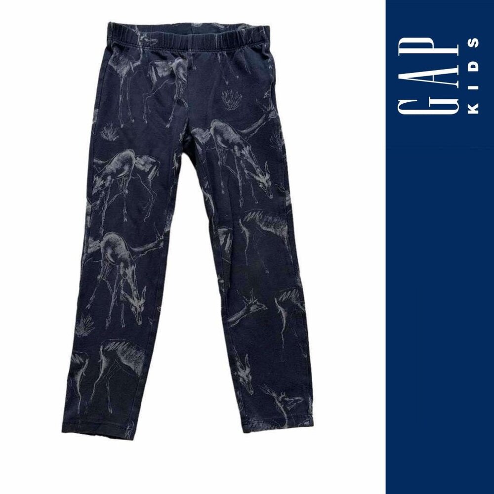 Gap kids | Gray and White Deer Print Stretch Leggings | Size Extra Small (4/5)